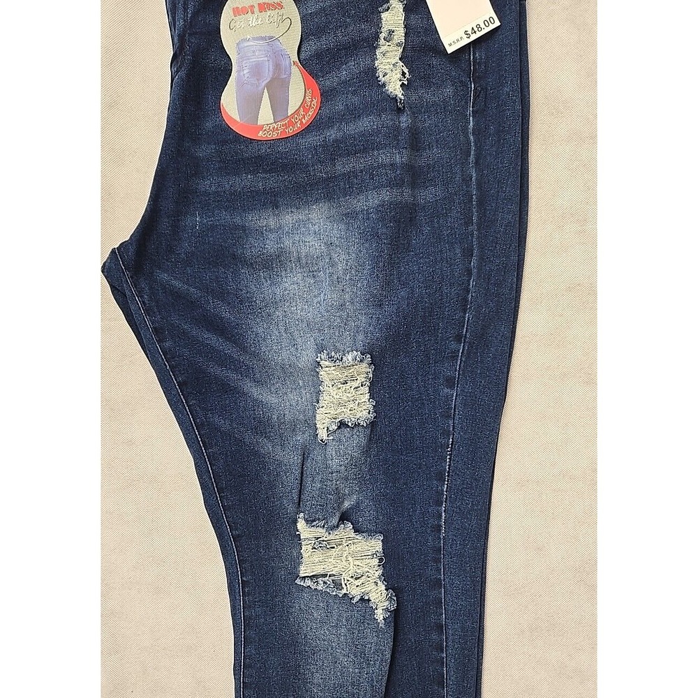 NWT Hot Kiss Womens Jeans Size 24 Blue Denim Distressed Stretch Denim‎ Pant